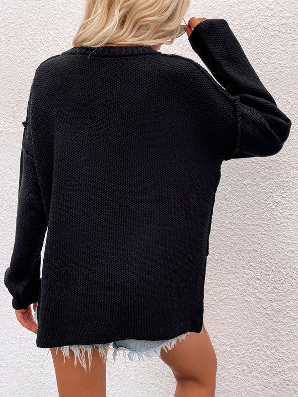 Women Long Sleeve Loose Fit Sweater | Modern Boutique Fashion