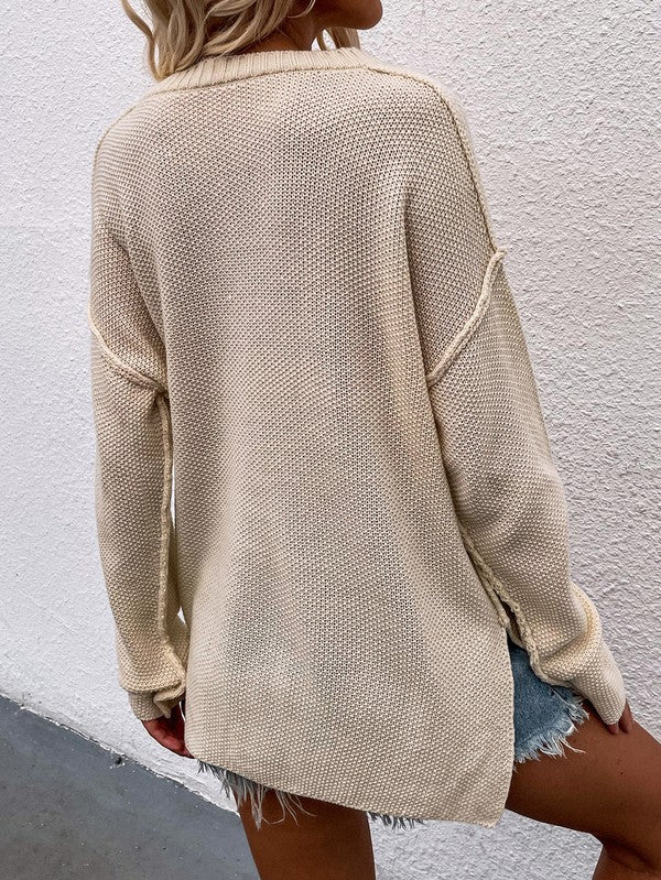 Women Long Sleeve Loose Fit Sweater | Modern Boutique Fashion