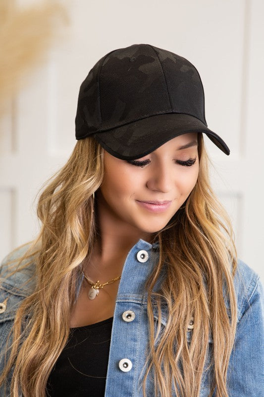 Camo Black Cap Hat | Modern Boutique Fashion