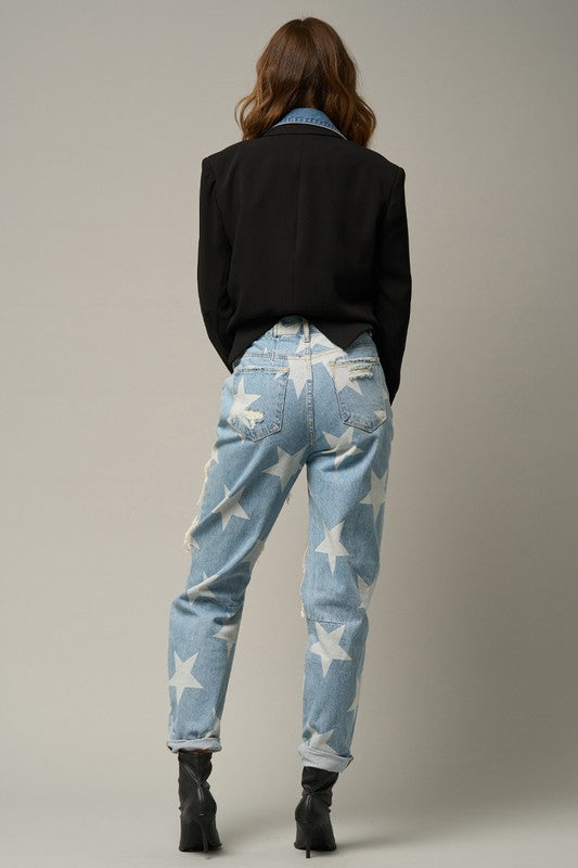 Star Print Slouch Jeans | Modern Boutique Fashion