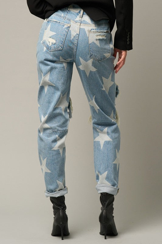 Star Print Slouch Jeans | Modern Boutique Fashion