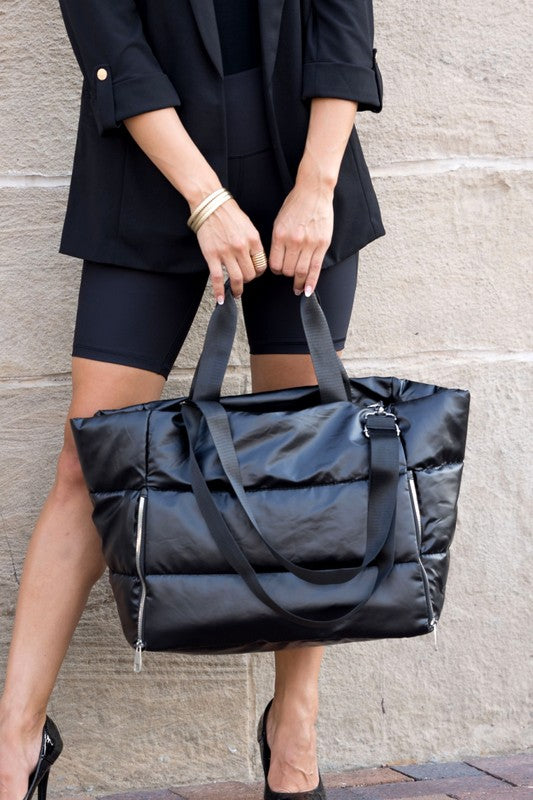Metallic Puffer Tote | Modern Boutique Fashion
