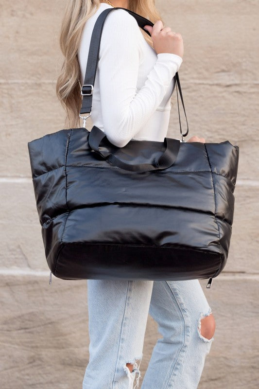 Metallic Puffer Tote | Modern Boutique Fashion