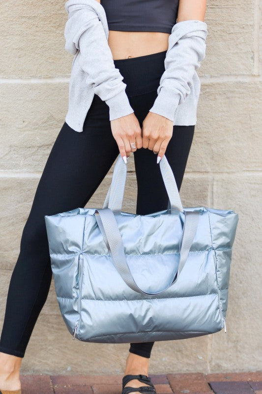 Metallic Puffer Tote | Modern Boutique Fashion