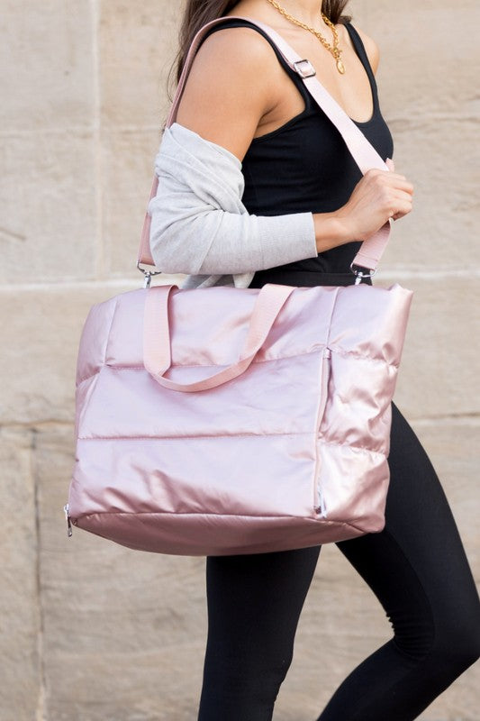 Metallic Puffer Tote | Modern Boutique Fashion