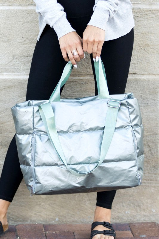 Metallic Puffer Tote | Modern Boutique Fashion