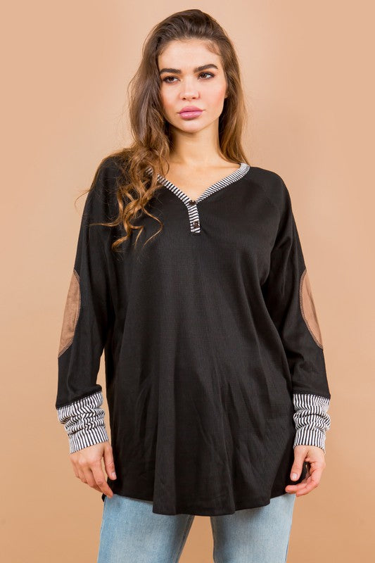 Oversized Elbow Patch Tunic | Modern Boutique Fashion