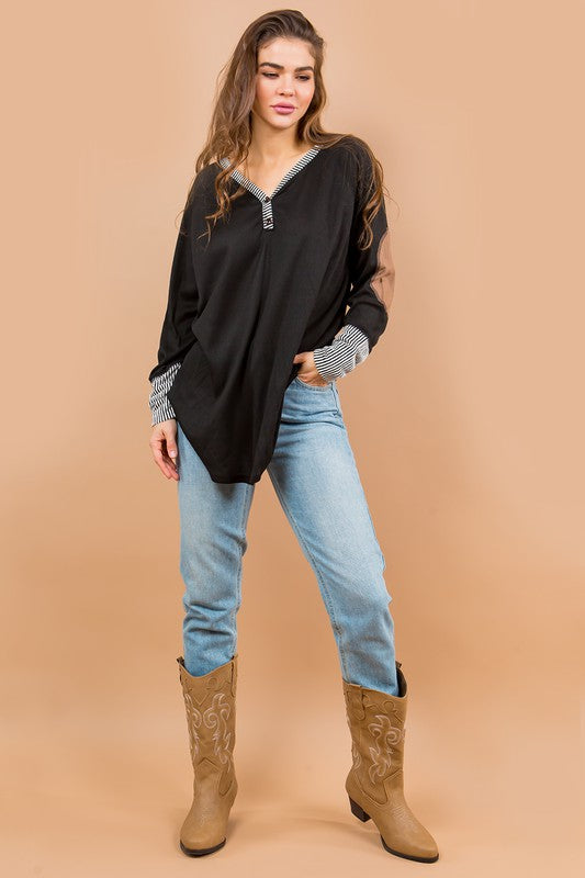 Oversized Elbow Patch Tunic | Modern Boutique Fashion