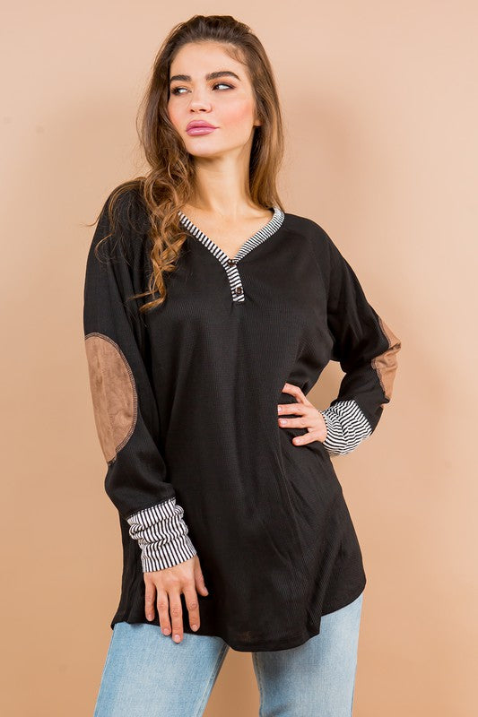 Oversized Elbow Patch Tunic | Modern Boutique Fashion