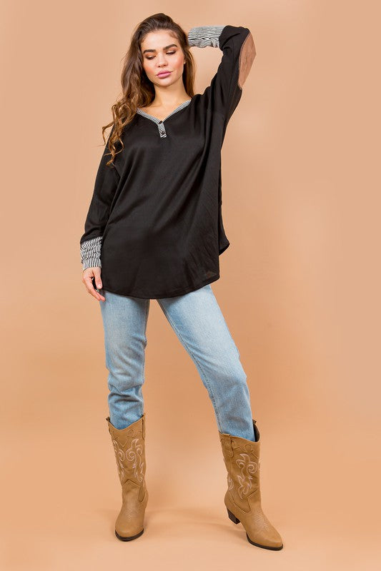 Oversized Elbow Patch Tunic | Modern Boutique Fashion