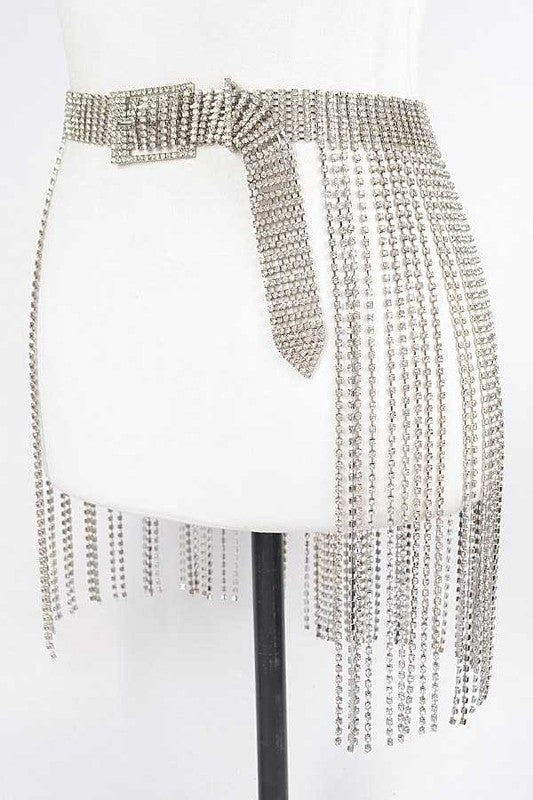 Fringe Rhinestone Buckle Chain Belt | Modern Boutique Fashion