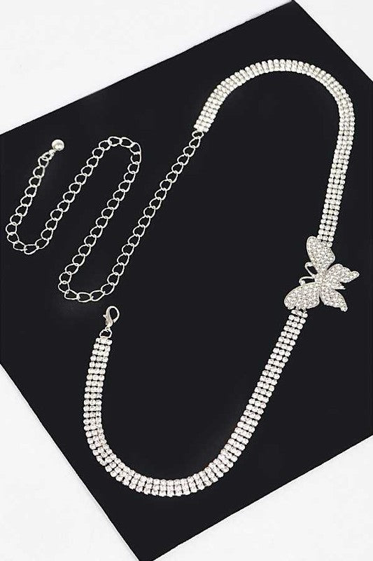Rhinestone Butterfly Chain Belt | Modern Boutique Fashion