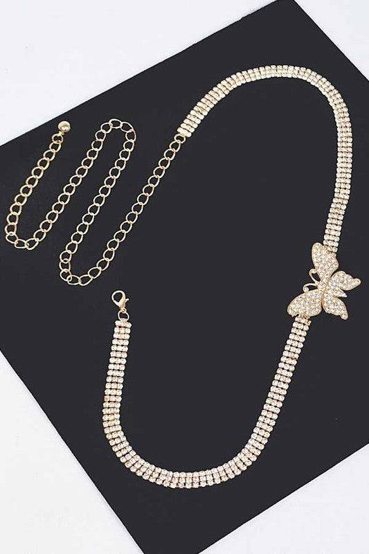 Rhinestone Butterfly Chain Belt | Modern Boutique Fashion