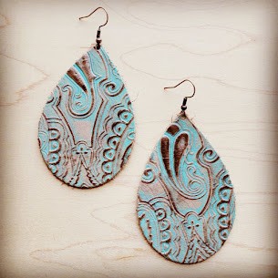 Leather Teardrop Earring-Napolis Turq And Brown | Modern Boutique Fashion