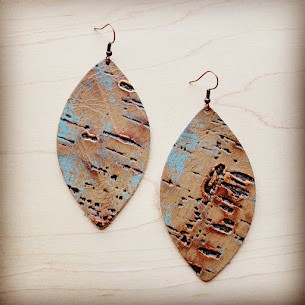 Leather Oval Earring-Driftwood Tarnished Copper | Modern Boutique Fashion