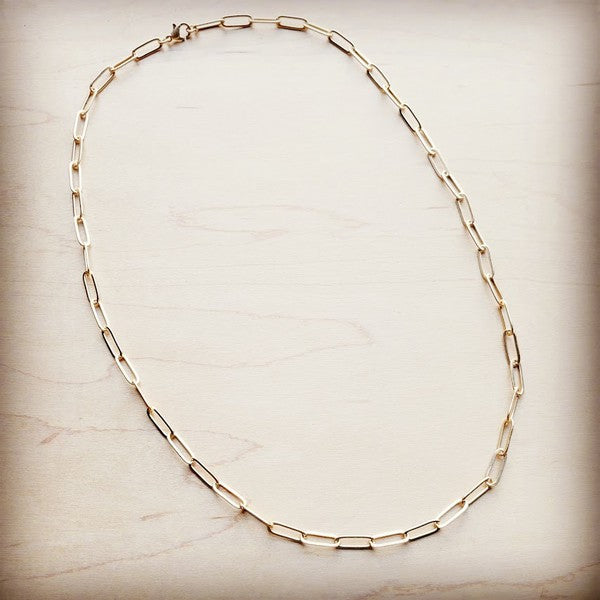 Matte Gold Chain Link Layering Necklace-24 Inches