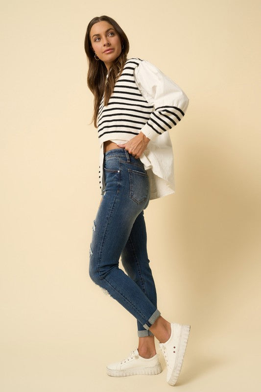 Destroyed Boyfriend Jeans | Modern Boutique Fashion