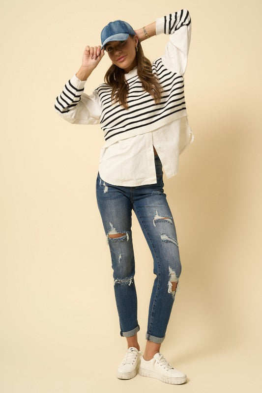 Destroyed Boyfriend Jeans | Modern Boutique Fashion