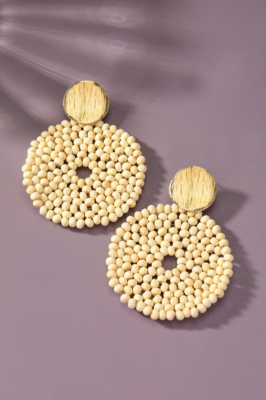B A C K In S T O C K Wood Disk Drop Earrings | Modern Boutique Fashion