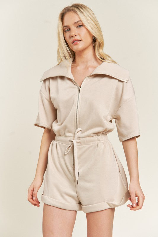 Terry Zip Front Romper | Modern Boutique Fashion
