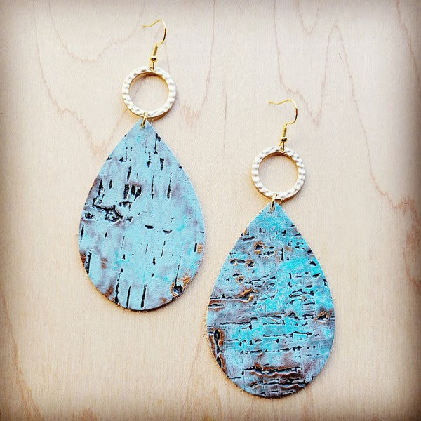 Teardrop Earrings Turquoise Metallic W/ Gold Hoop | Modern Boutique Fashion