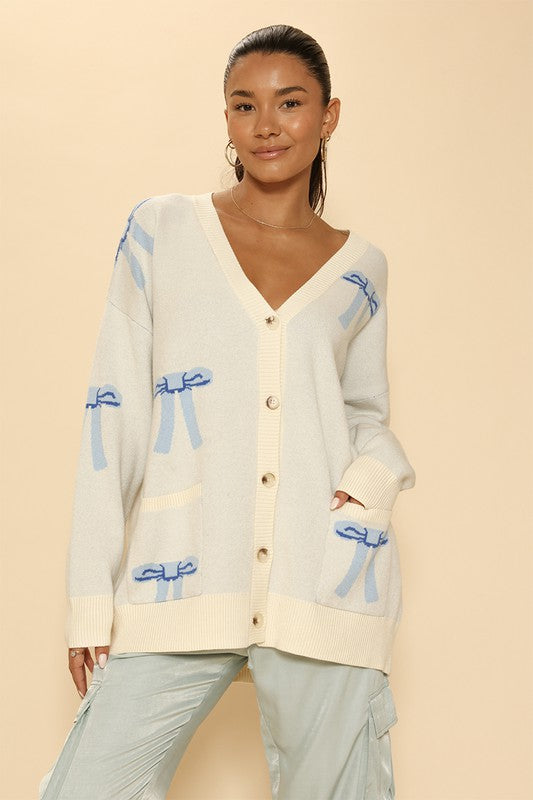 All Over Bow Knit Cardigan | Modern Boutique Fashion