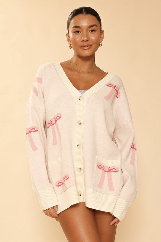 All Over Bow Knit Cardigan | Modern Boutique Fashion