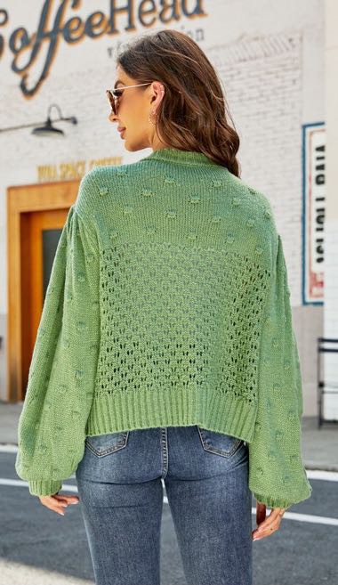 Pompom Puff Sleeve Cardigan | Modern Boutique Fashion