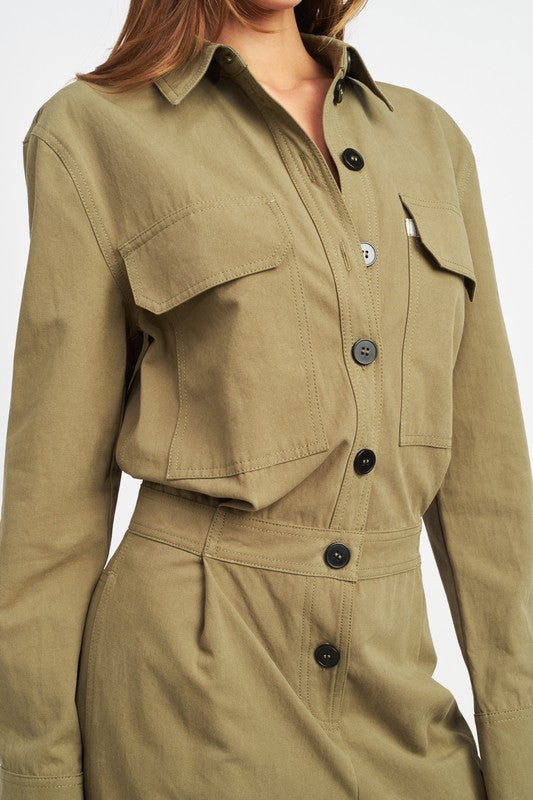 Botton Down Cargo Jumpsuit | Modern Boutique Fashion