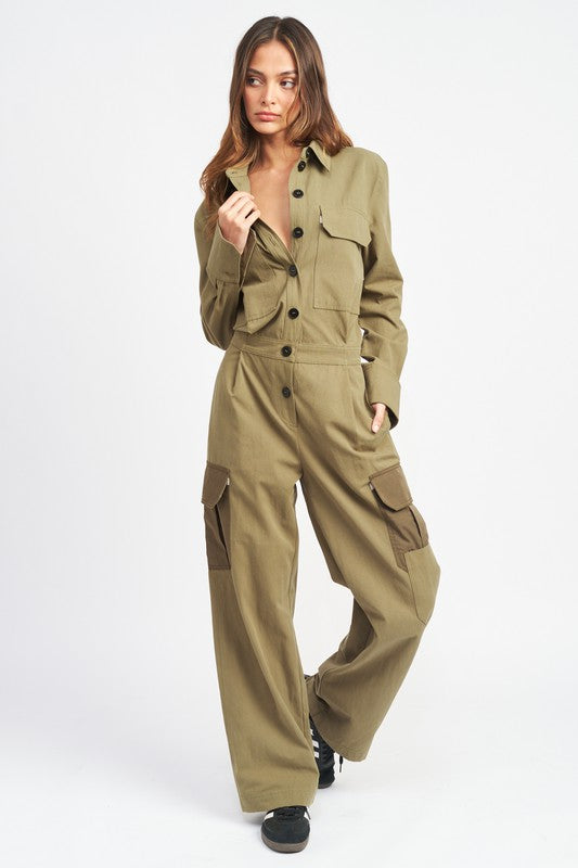 Botton Down Cargo Jumpsuit | Modern Boutique Fashion