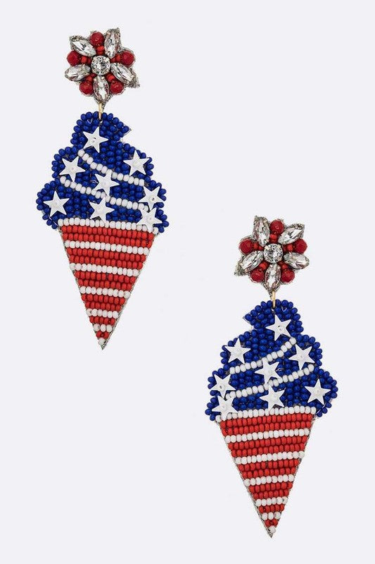 Usa Flag Beaded Ice Cream Cone Earrings | Modern Boutique Fashion