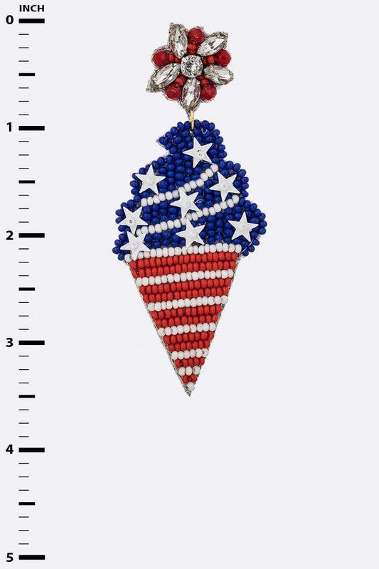 Usa Flag Beaded Ice Cream Cone Earrings | Modern Boutique Fashion