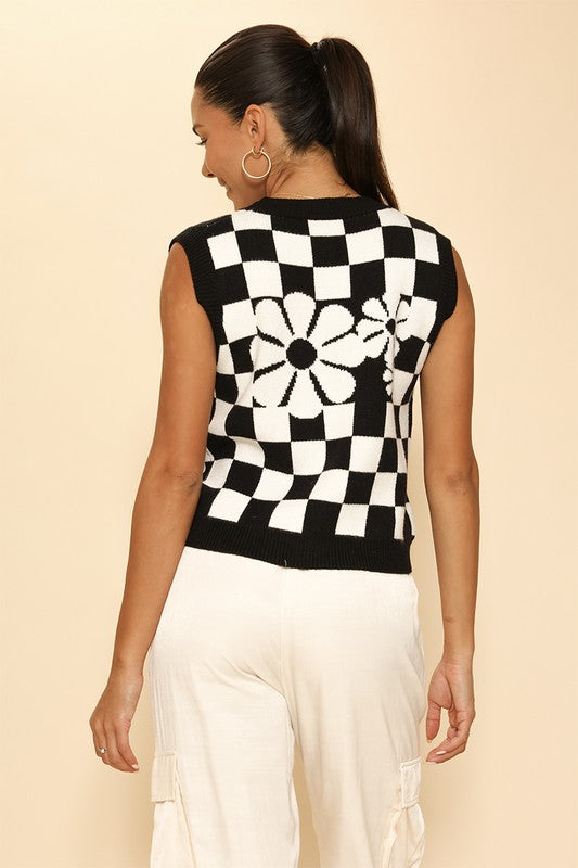 Checkered Knit Vest | Modern Boutique Fashion