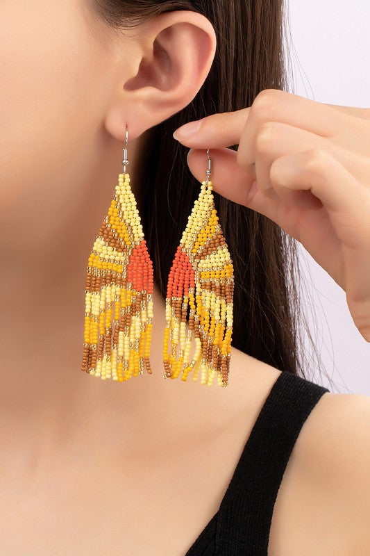 Boho Seed Bead Solar Ray Earrings | Modern Boutique Fashion