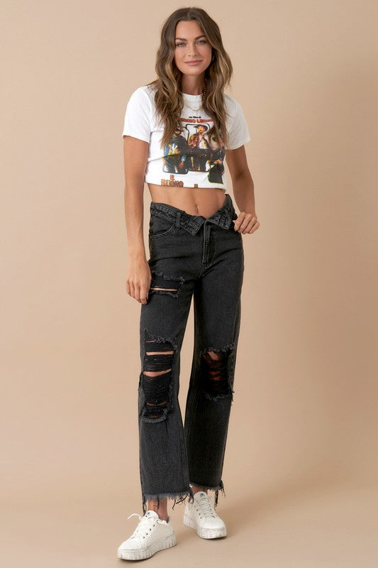 Flipped Waist Straight Jeans | Modern Boutique Fashion