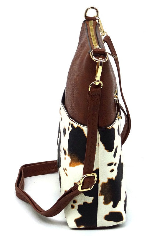 Leopard Cow Flower Pocket Crossbody Bag | Modern Boutique Fashion