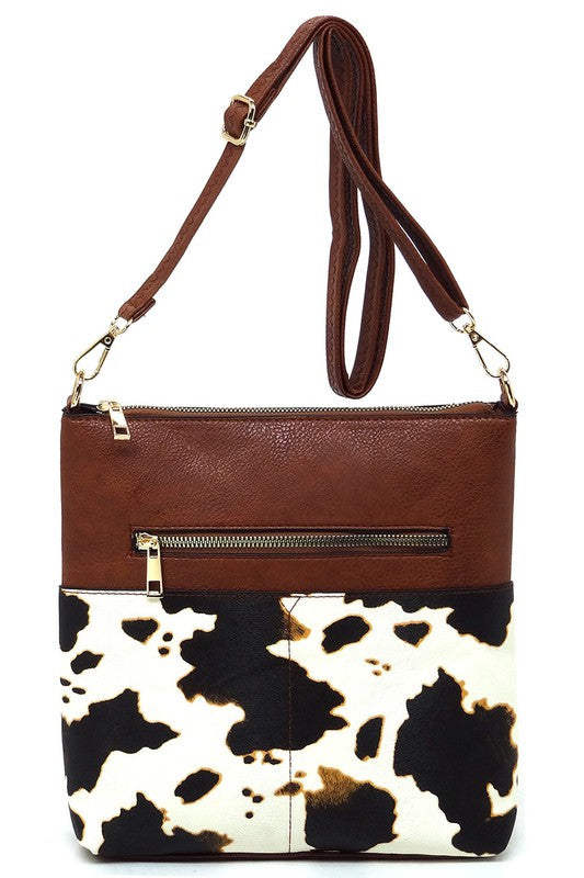 Leopard Cow Flower Pocket Crossbody Bag | Modern Boutique Fashion