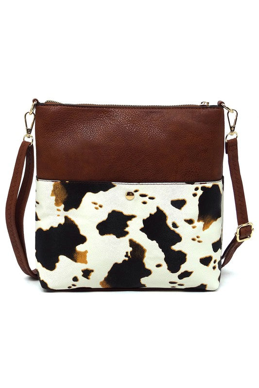 Leopard Cow Flower Pocket Crossbody Bag | Modern Boutique Fashion