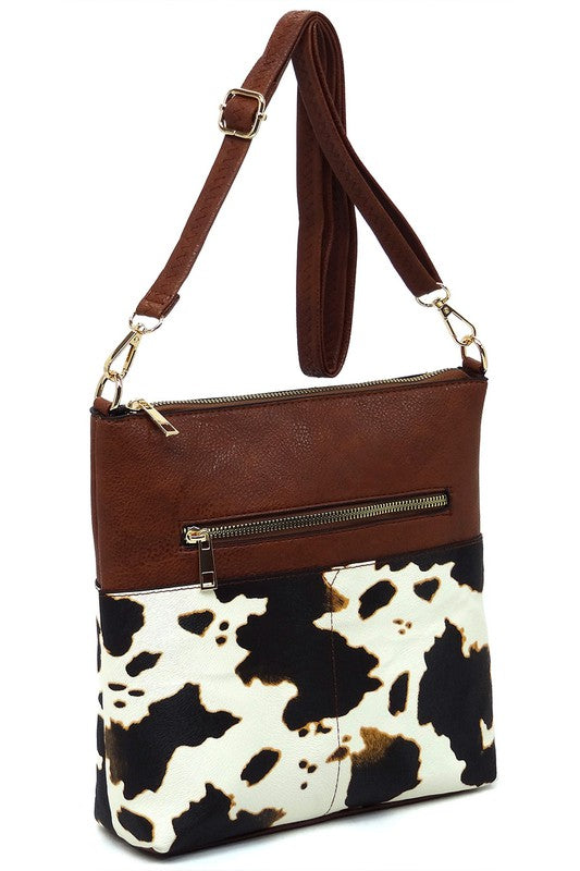 Leopard Cow Flower Pocket Crossbody Bag | Modern Boutique Fashion