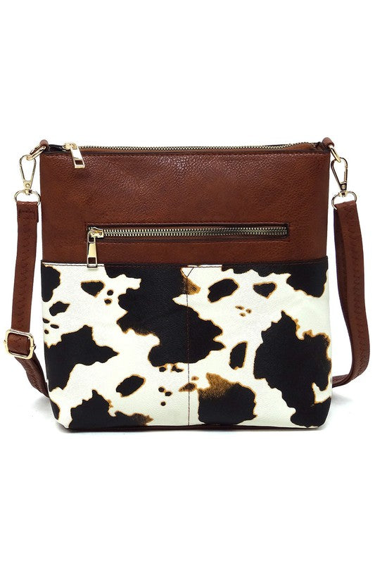 Leopard Cow Flower Pocket Crossbody Bag | Modern Boutique Fashion