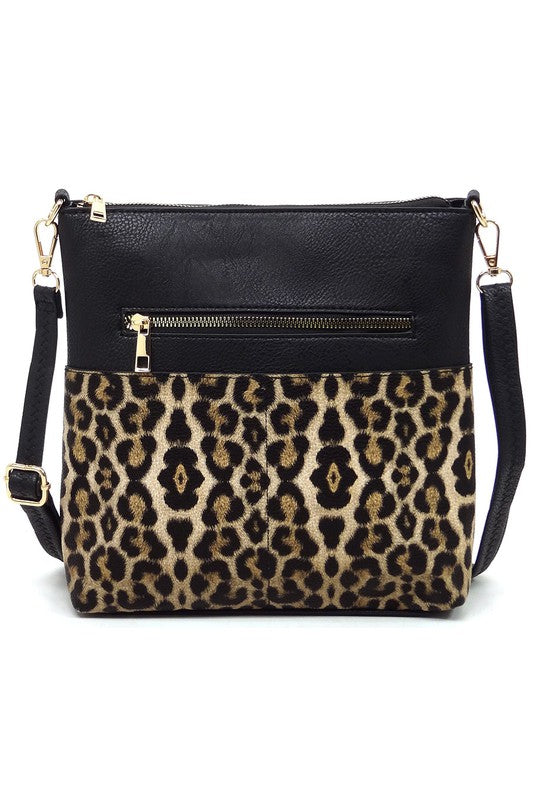Leopard Cow Flower Pocket Crossbody Bag | Modern Boutique Fashion