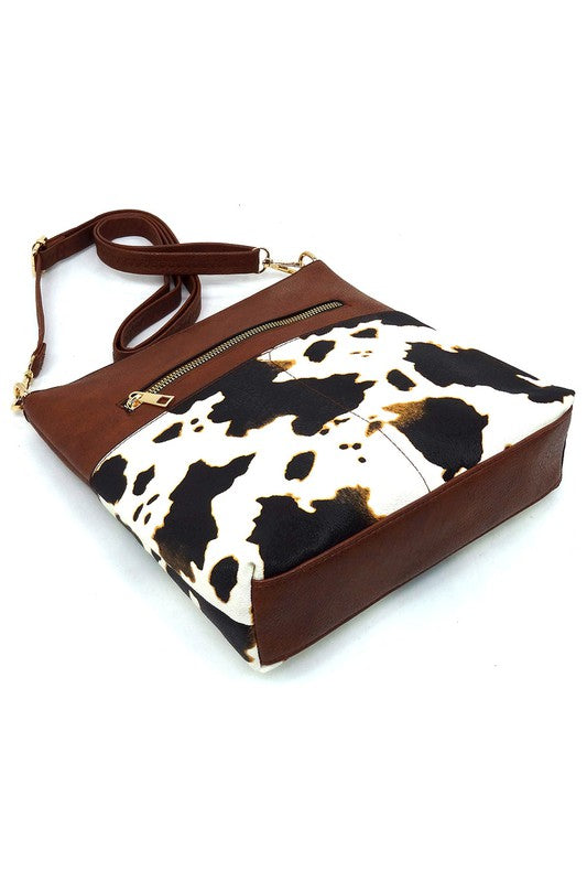 Leopard Cow Flower Pocket Crossbody Bag | Modern Boutique Fashion