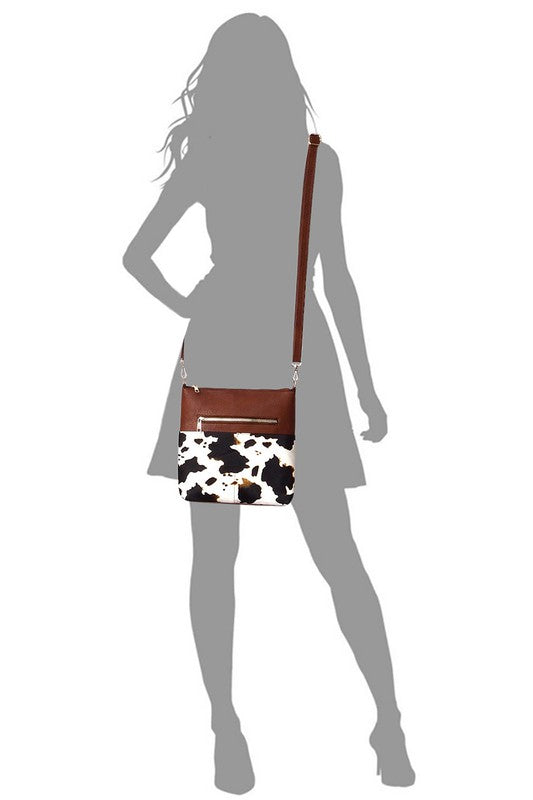 Leopard Cow Flower Pocket Crossbody Bag | Modern Boutique Fashion