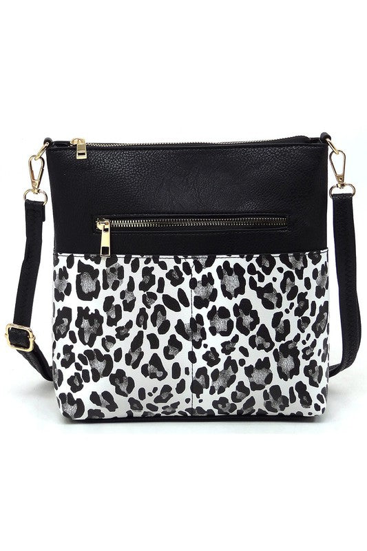 Leopard Cow Flower Pocket Crossbody Bag | Modern Boutique Fashion