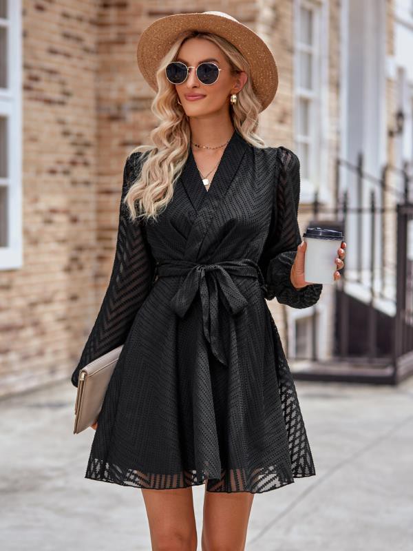 Long Sleeve Wrap Front Dress