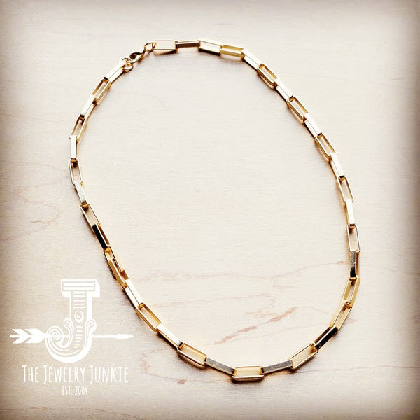 Matte Gold Large Chain Link Layering Necklace 255N