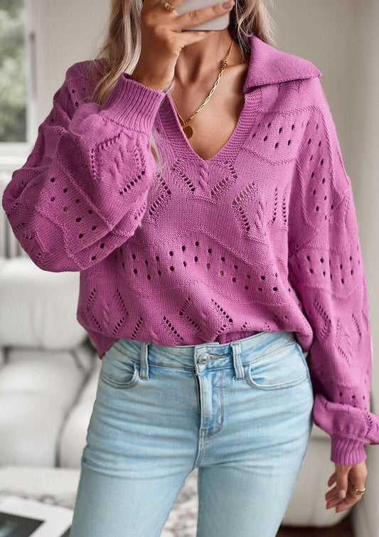 Knit Long Sleeve Polo Sweater | Modern Boutique Fashion