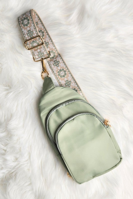 Crisala Sling Nylon Crossbody Bag With Strap | Modern Boutique Fashion