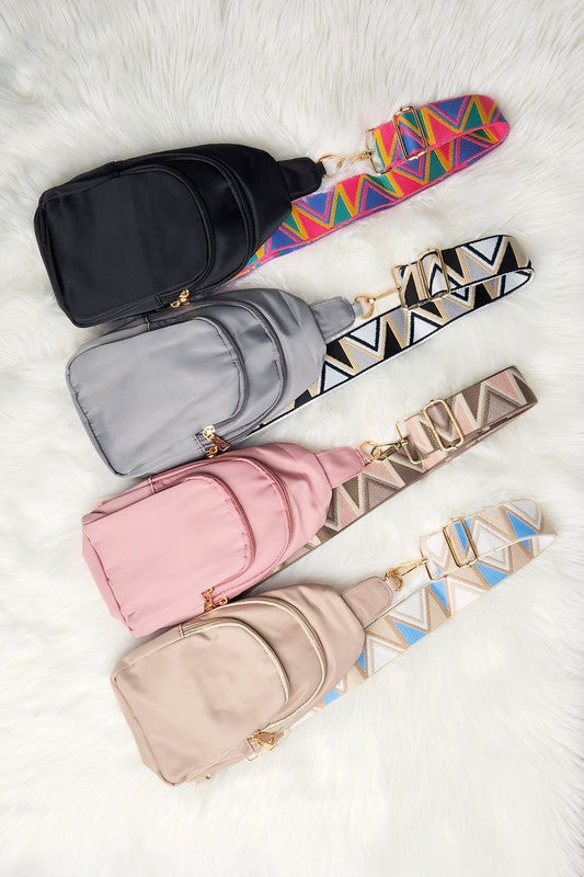 Crisala Sling Nylon Crossbody Bag With Strap | Modern Boutique Fashion