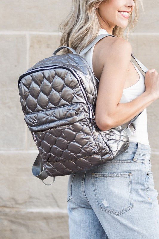 Jade Metallic Puffer Backpack | Modern Boutique Fashion